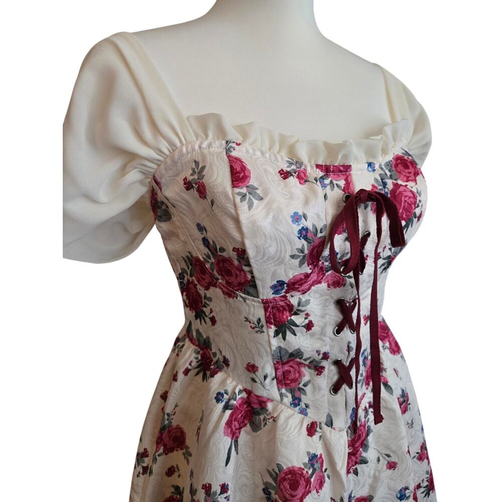 Romantic Renaissance Jacquard Off The Shoulder Corset Dress S Cream Floral NWT